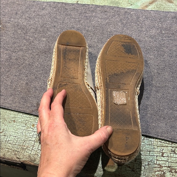 Tory Burch Sidney Espadrilles Size 9 Canvas Logo Flats Neutral - Picture 6 of 7